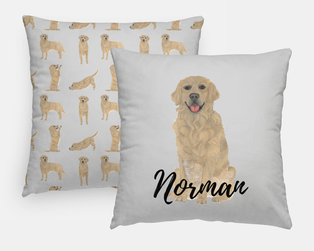 Personalized Golden Retriever Reversible Throw Pillow