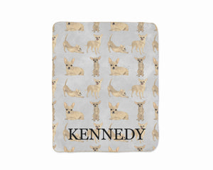 Personalized Chihuahua Sherpa Throw Blanket
