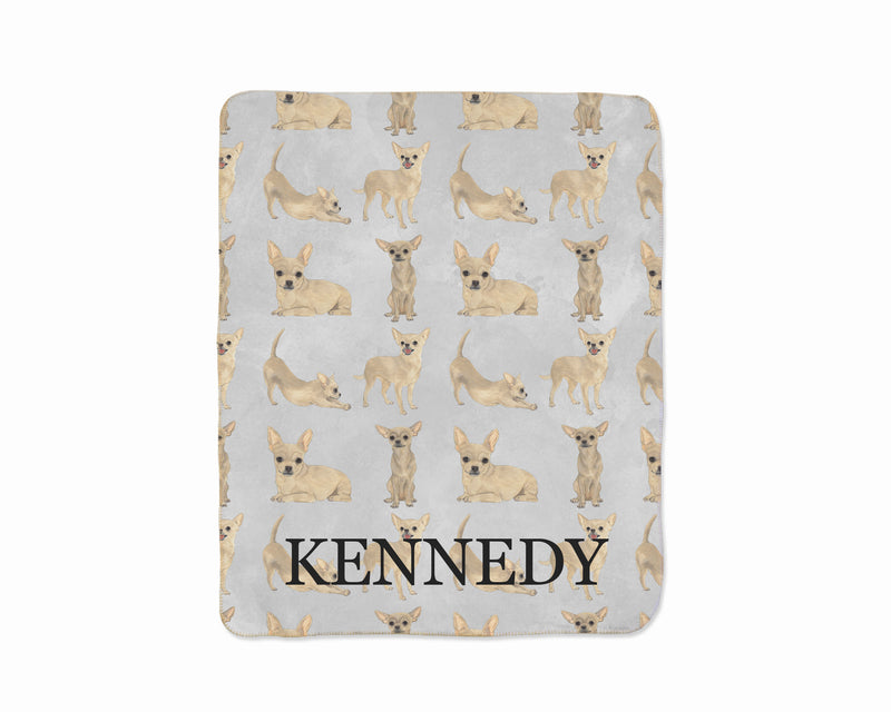 Personalized Chihuahua Sherpa Throw Blanket