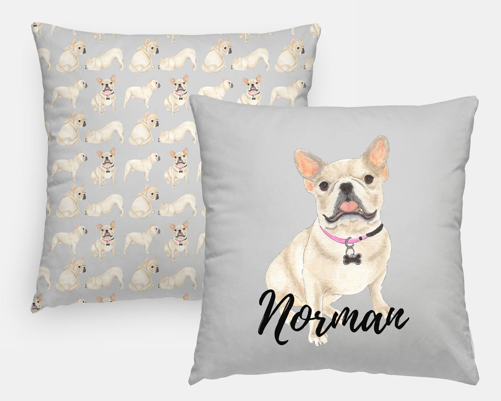 Personalized French Bulldog (Fawn / Cream) Reversible Throw Pillow