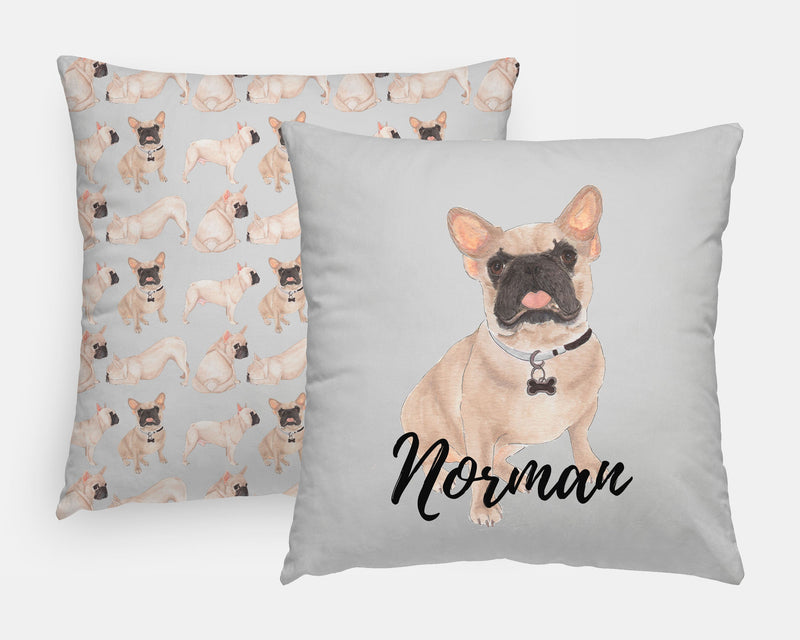 Personalized Masked Fawn French Bulldog Reversible Throw Pillow