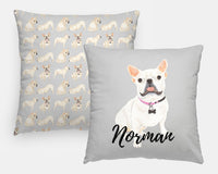 Personalized French Bulldog (White/Pied) Reversible Throw Pillow