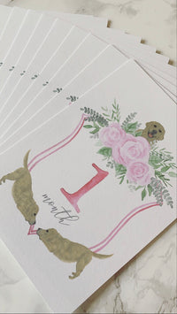 Custom Floral Crest Milestone Cards