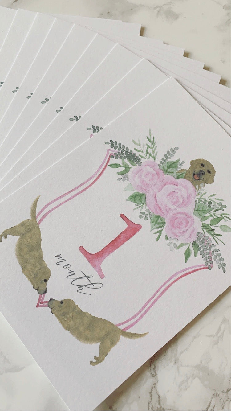 Custom Floral Crest Milestone Cards