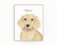 Personalized Dachshund (Cream, Long Haired) Fine Art Prints