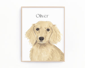 Personalized Dachshund (Cream, Long Haired) Fine Art Prints