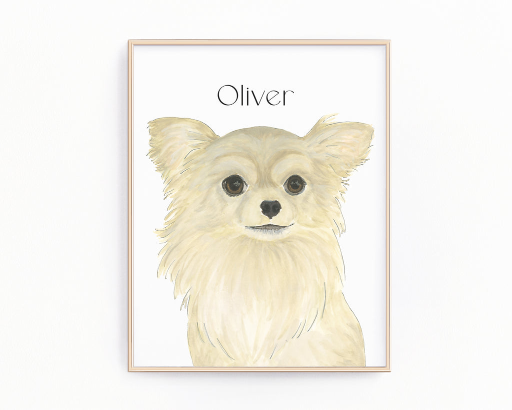 Personalized Chihuahua (Long Haired, Fawn) Fine Art Prints