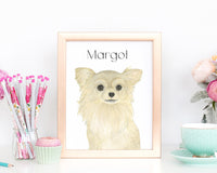 Personalized Chihuahua (Long Haired, Fawn) Fine Art Prints
