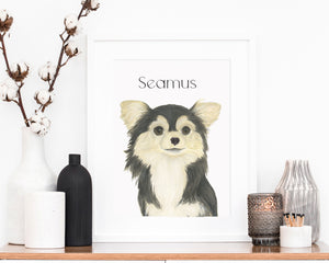 Personalized Chihuahua (Long Haired, Tricolor) Fine Art Prints
