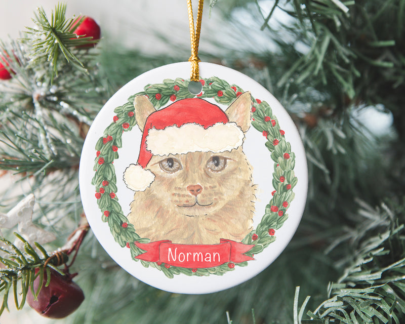Personalized Maine Coon (Orange) Christmas Ornament