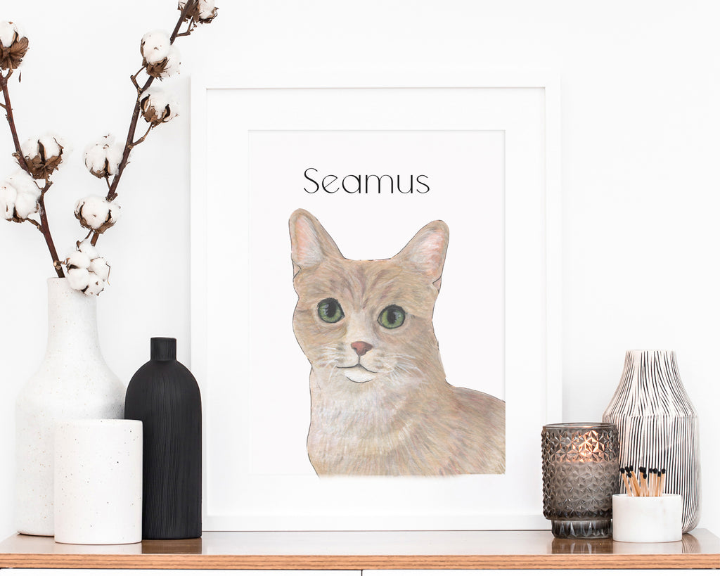 Personalized Tabby Cat (Orange Striped) Cat Fine Art Prints