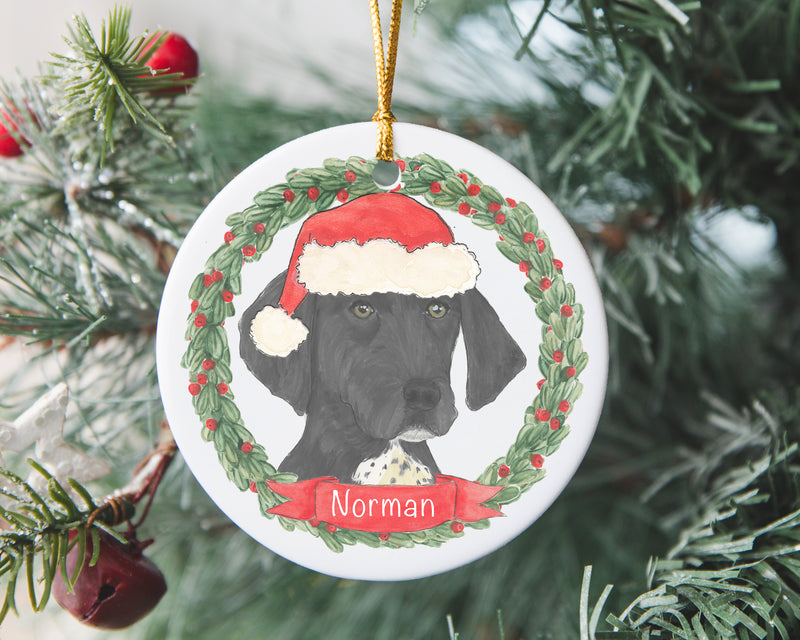 Personalized German Shorthaired Pointer (Black & White) Christmas Ornament