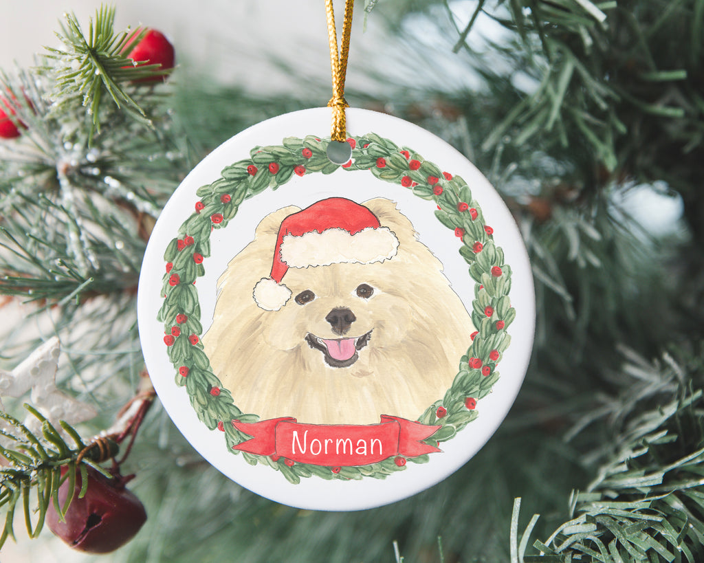 Personalized Pomeranian (Cream / Orange) Christmas Ornament