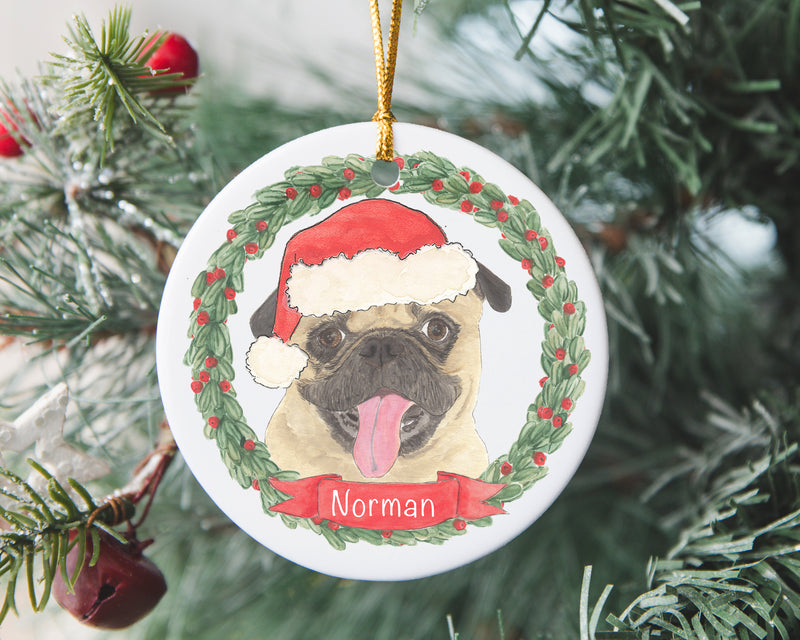 Personalized Pug Christmas Ornament