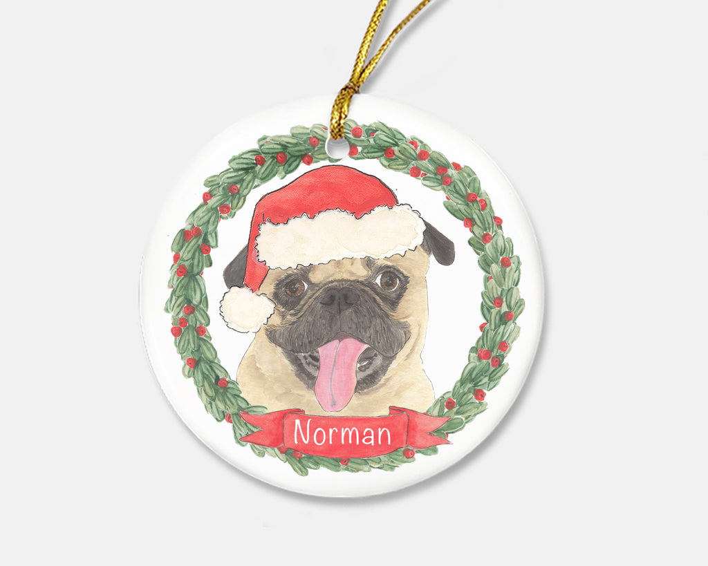 Personalized Pug Christmas Ornament