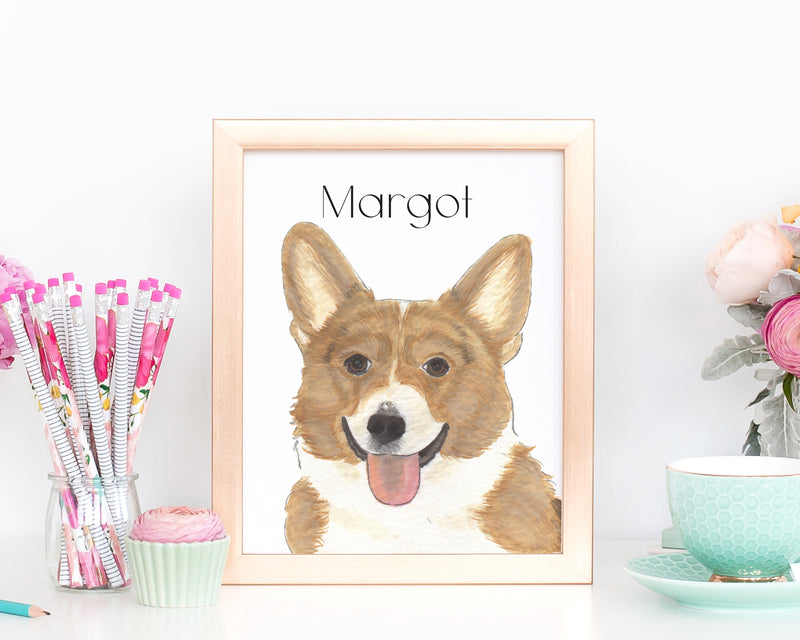 Personalized Corgi (Red & White) Fine Art Prints