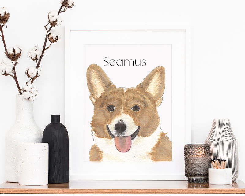 Personalized Corgi (Red & White) Fine Art Prints