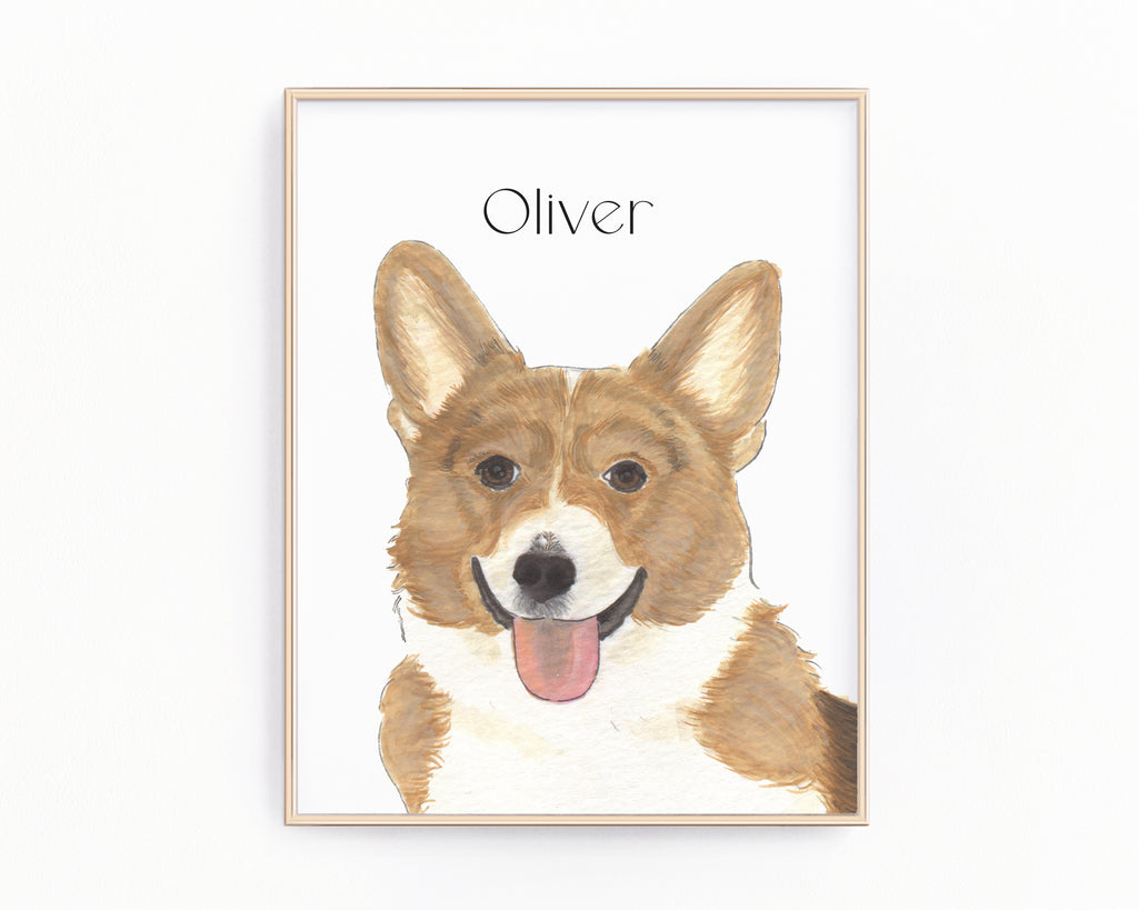 Personalized Corgi (Red & White) Fine Art Prints