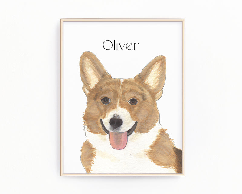 Personalized Corgi (Red & White) Fine Art Prints
