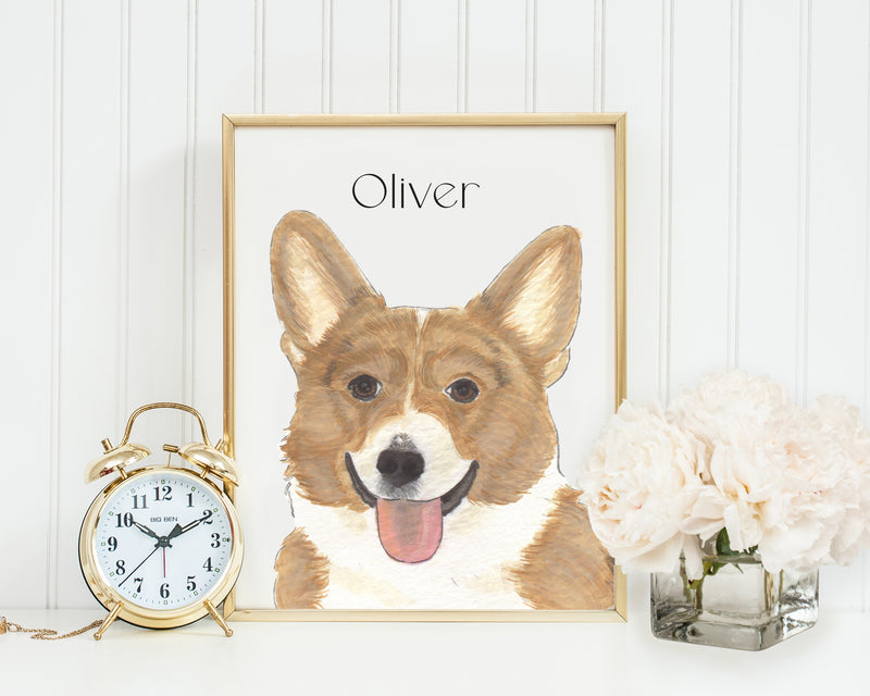 Personalized Corgi (Red & White) Fine Art Prints