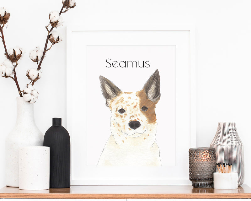 Personalized Australian Cattle Dog/Heeler (Red) Fine Art Prints
