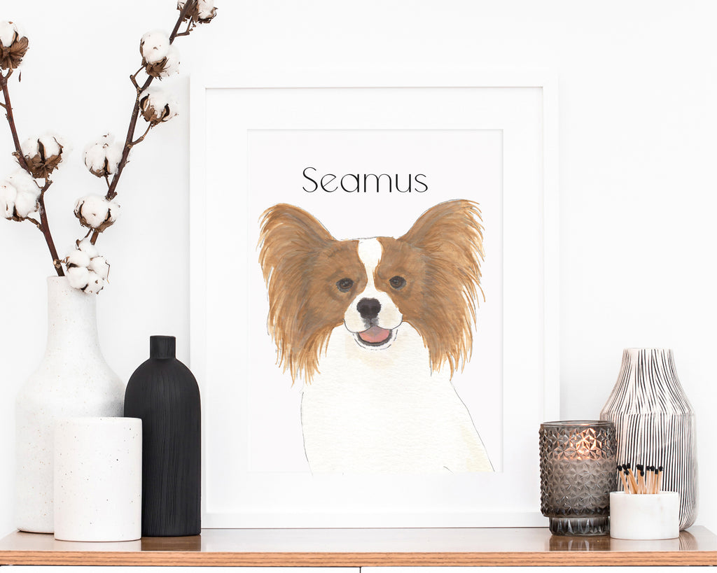 Personalized Papillon (Red & White) Fine Art Prints