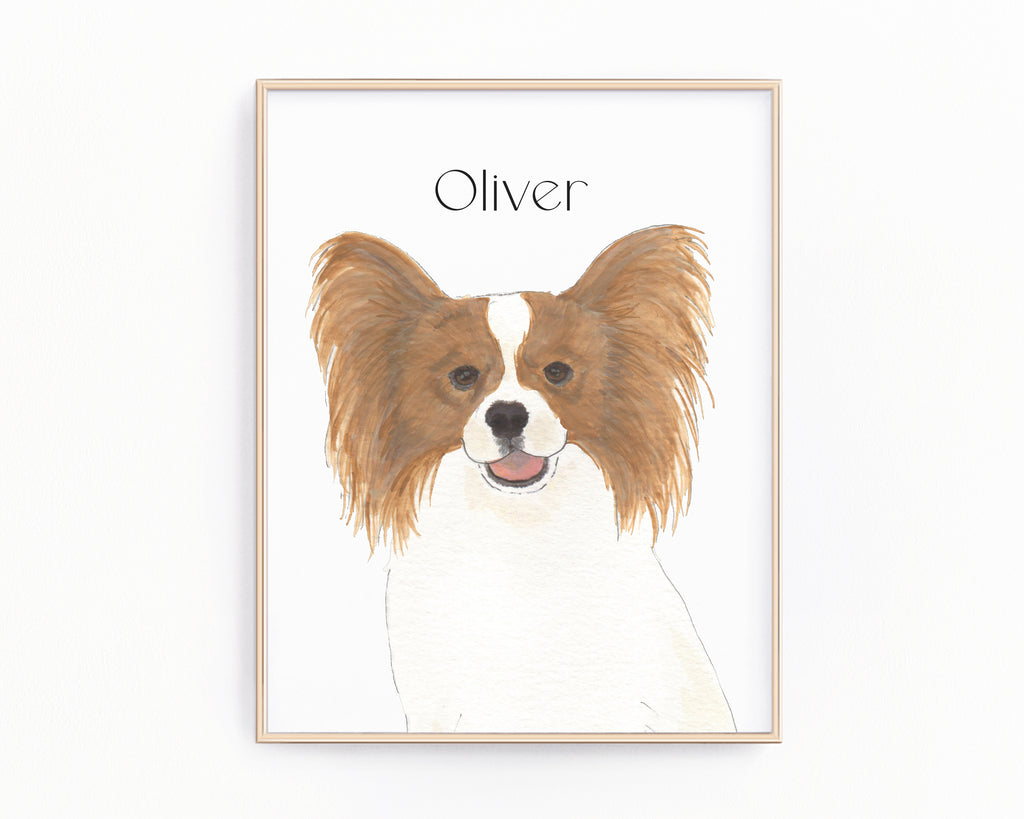 Personalized Papillon (Red & White) Fine Art Prints