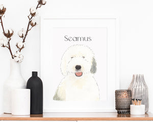 Personalized Old English Sheepdog Fine Art Prints