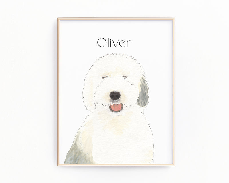 Personalized Old English Sheepdog Fine Art Prints