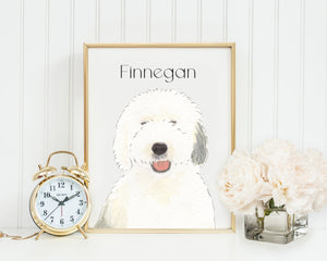 Personalized Old English Sheepdog Fine Art Prints