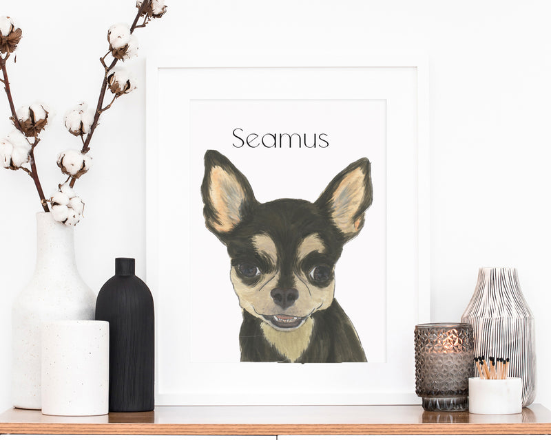 Personalized Chihuahua (Short Haired, Black & Tan) Fine Art Prints