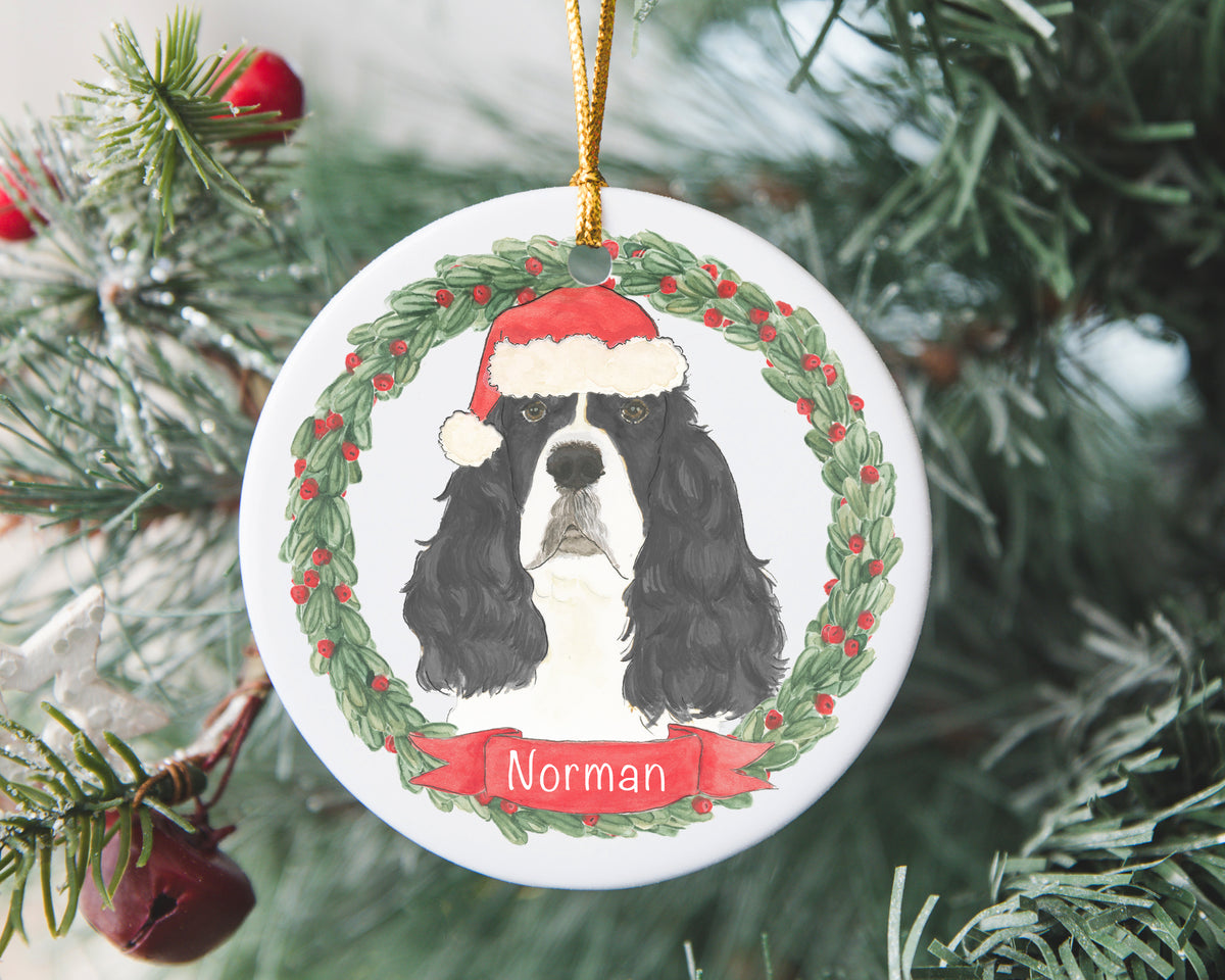Personalized English Springer Spaniel (Black) Christmas Ornament