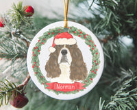 Personalized English Springer Spaniel (Liver) Christmas Ornament