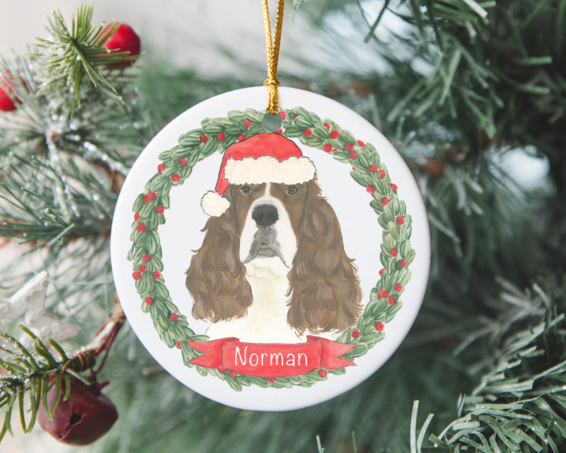 Personalized English Springer Spaniel (Liver) Christmas Ornament
