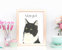 Personalized Ragamuffin Domestic Medium Hair (Black and White Tuxedo) Cat Fine Art Prints