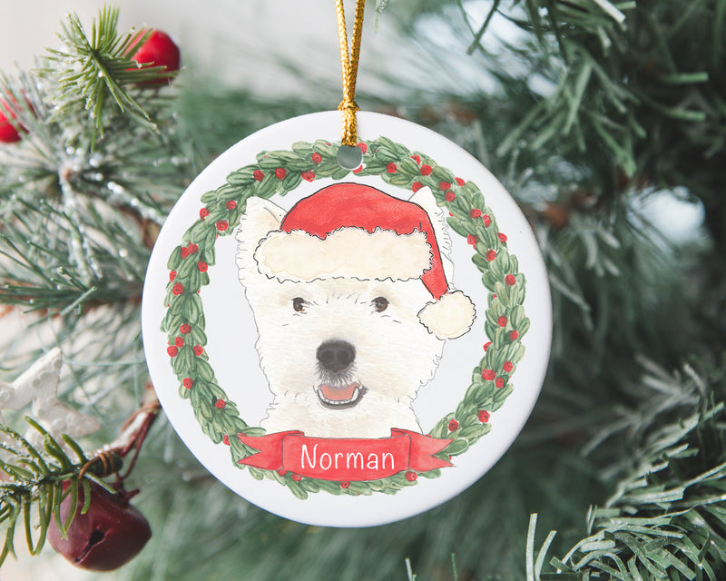 Personalized West Highland Terrier Christmas Ornament