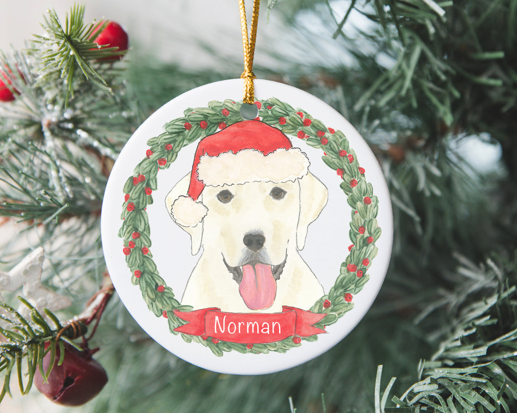 Personalized Labrador (White) Christmas Ornament