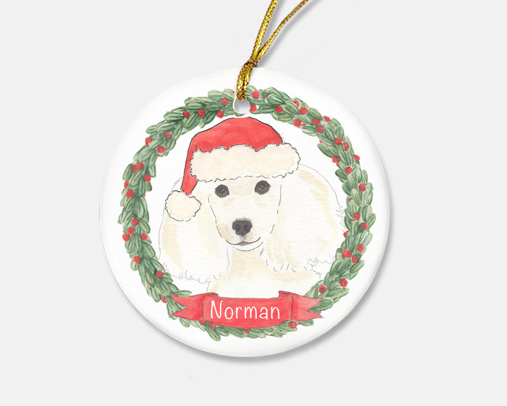 Personalized Poodle (White) Christmas Ornament