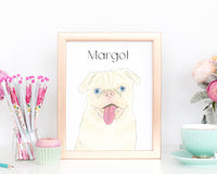 Personalized Pug (White) Fine Art Prints