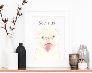 Personalized Pug (White) Fine Art Prints