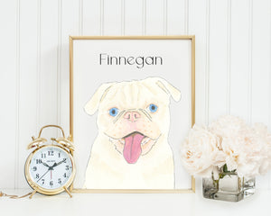 Personalized Pug (White) Fine Art Prints