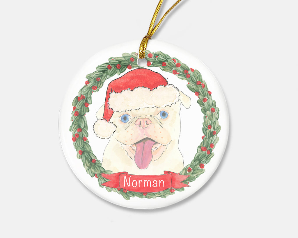 Personalized Pug (White) Christmas Ornament