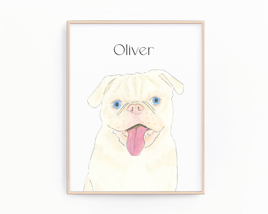 Personalized Pug (White) Fine Art Prints