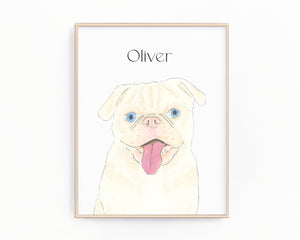 Personalized Pug (White) Fine Art Prints