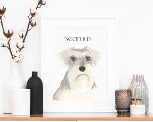 Personalized Schnauzer (Grey and White) Fine Art Prints