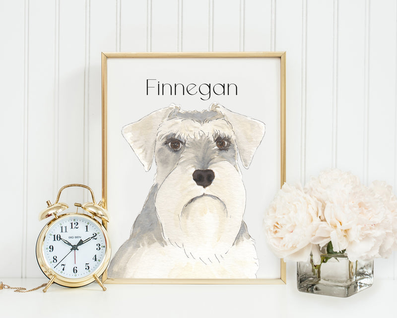 Personalized Schnauzer (Grey and White) Fine Art Prints