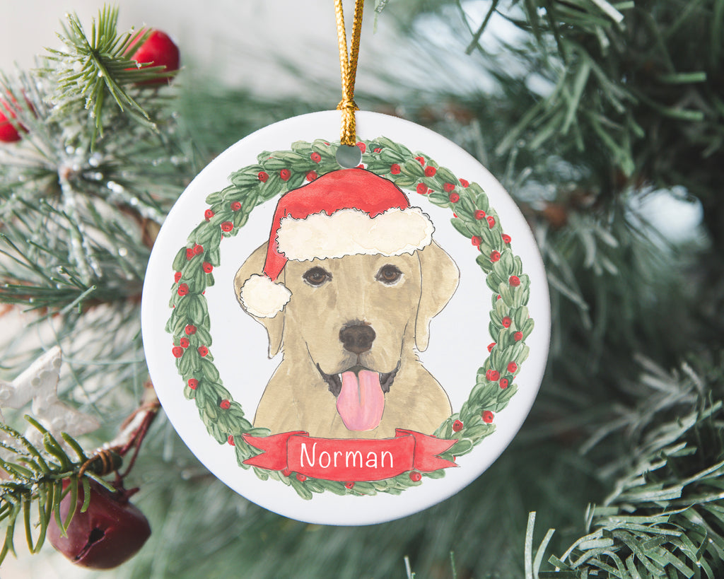 Personalized Labrador (Yellow) Christmas Ornament